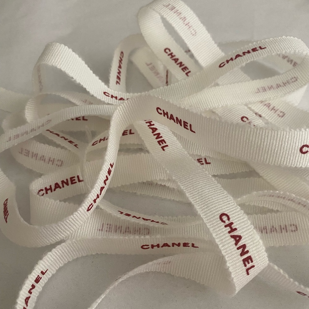 3 yards White Chanel Grosgrain Ribbon